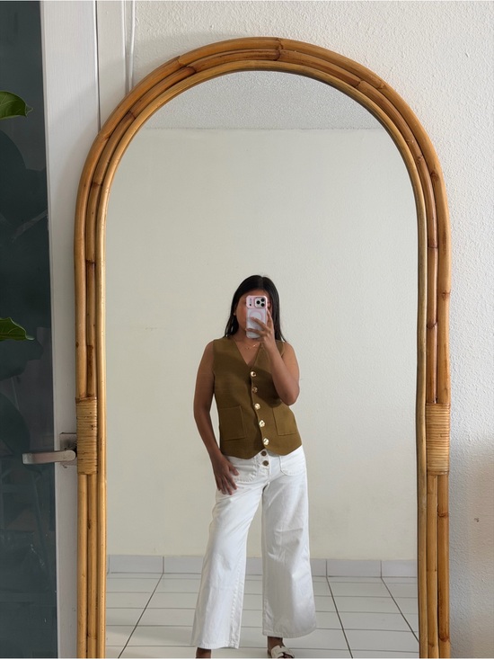 Zara Tops - Zara Olive Green Button-Front V-Neck Tank